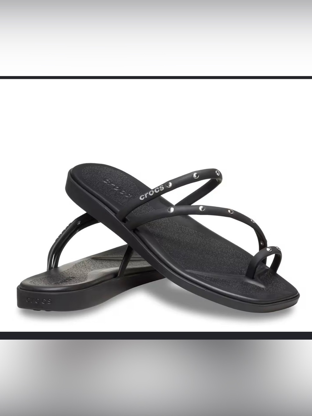 CROCS Women's Black Studded Dual-Strap Sandals